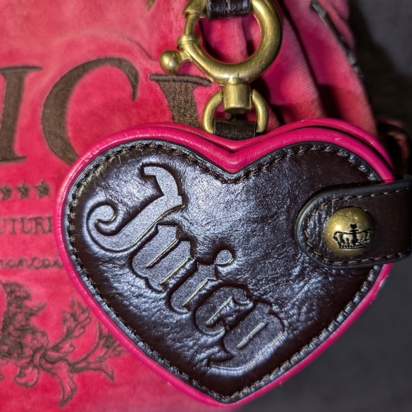 Vintage 2002 Juicy Couture Pink Velour Bag With Keychains Y2K Make Me An Offer ♥ - Picture 7 of 16